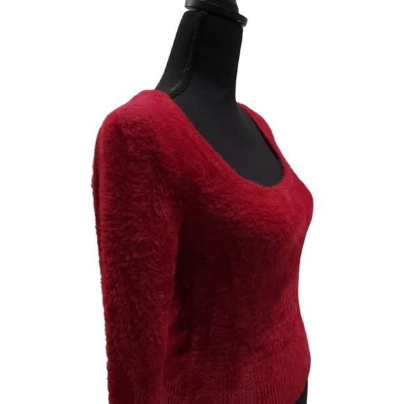 ASTR The Label Fuzzy Square Neck Long Sleeve Cropped Pullover Sweater New XS - Picture 11 of 13